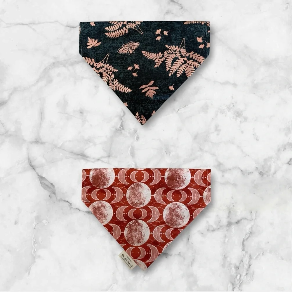 DOG Bandana - Moths & Blood Moon (Reversible) - Size L Large